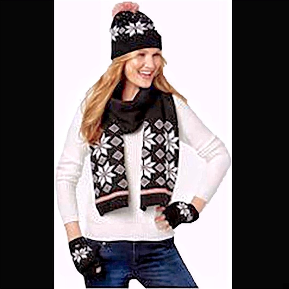 🍁Charter Club Fall Set:Scarf Hat Text Gloves
